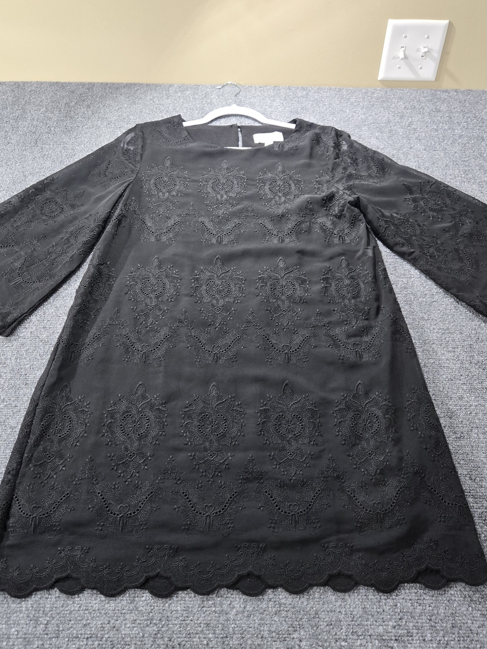 Whimsical Romantic Goth Boho Chic SHILLA Little Black Embroidered A-Line Dress